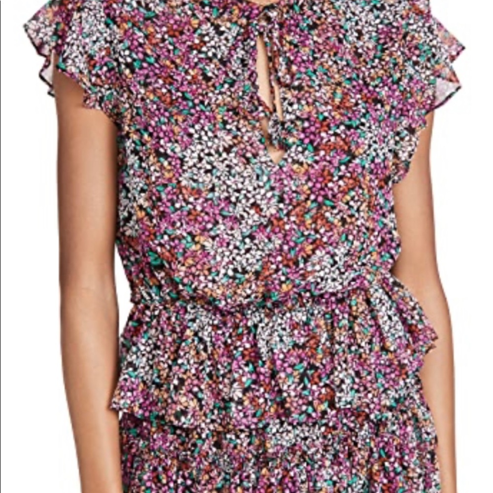 Misa black floral print mini dress